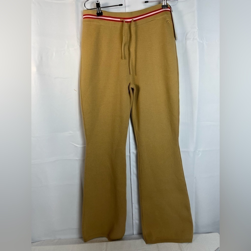 Scotch & Soda Amsterdam Knitted Beige Flare organic Cotton Pants Womens SzL NWT
